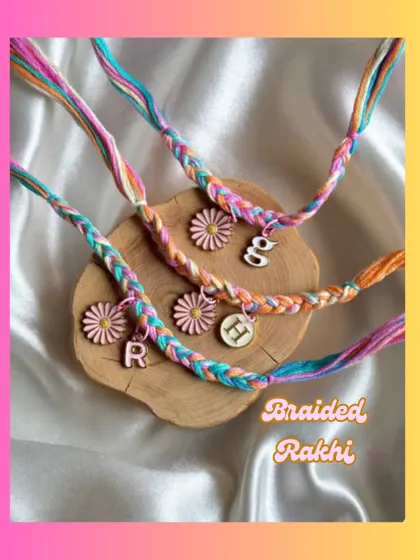 These colorful braided Rakhis with initial charms are a beautiful and modern take on the traditional thread.
