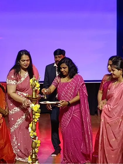 The ceremonial lamp is lit by our teachers to inaugurate the Teacher's Day program.