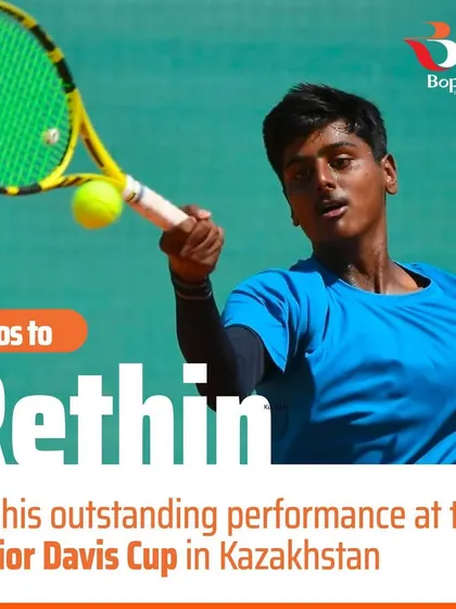 We extend our congratulations to Rethin for his phenomenal performance and journey at the Junior Davis Cup in Kazakhstan, where he represented India with great skill and determination.