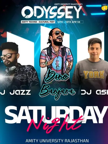 The poster for our Saturday Night performance at Amity University's cultural fest. College fests have an amazing energy, and I love performing for such an enthusiastic crowd.