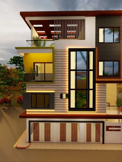 A frontal view of the design, showcasing the balance and symmetry of the facade.