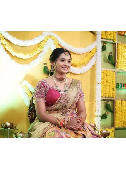 Another view of the ceremony, showcasing the festive setup and the client's beautiful ensemble.
