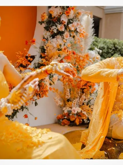 Capturing the playful messiness of a Haldi ceremony.
