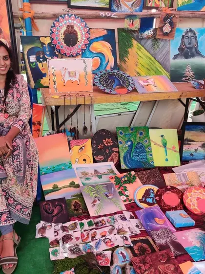 Duplicate of 108, a portrait of me at my stall.