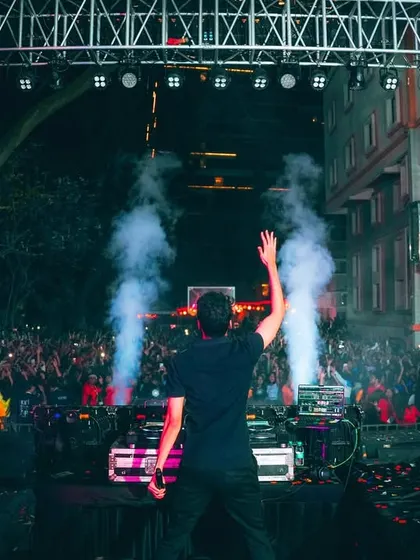 Facing a sea of phone flashlights at the MCC Culah festival. The combination of CO2 cannons and the crowd's energy was absolutely electric.