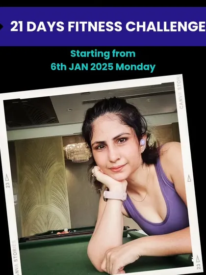 Announcing my 21-Day Fitness Challenge. The goal is to lose 2-3 kgs in 21 sessions with me and kickstart a healthy lifestyle. Let's transform your life together.