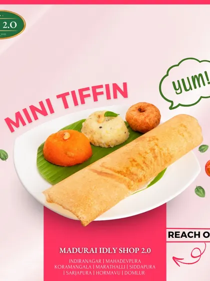 Our Mini Tiffin offers maximum satisfaction in a compact meal. It's the perfect choice for a quick, varied, and delicious breakfast or lunch.