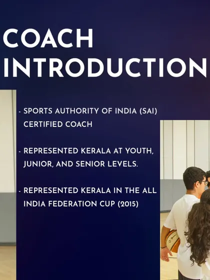 Coach Arun is a Sports Authority of India (SAI) certified coach who has represented Kerala at multiple national levels, bringing that competitive experience to our players.