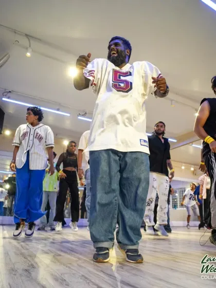 An instructor feeling the groove during our Launch Weekend Collab Series 2.0.