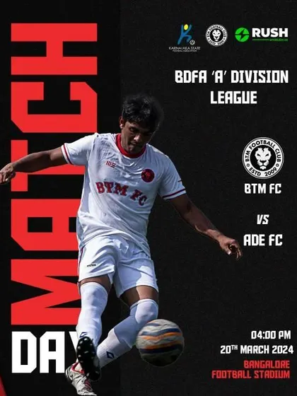 Match day announcement for our BDFA 'A' Division game against ADE FC. We are focused on finishing the season strong.
