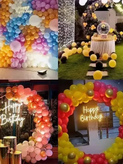A collection of our stunning balloon setups in Gurgaon, perfect for transforming any home or garden into a beautiful party space.