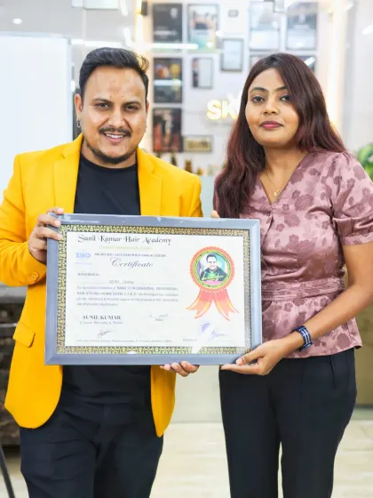 Another successful student from Batch 71. My 23-day diploma course covers everything from basic to international hairstyling, ensuring you are industry-ready.