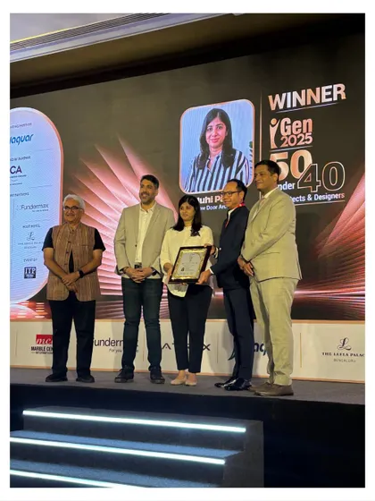 On stage at the iGen 2025 awards, where we were honored to be named one of India's Top 50 Under 40 Architects & Designers for the second consecutive year.