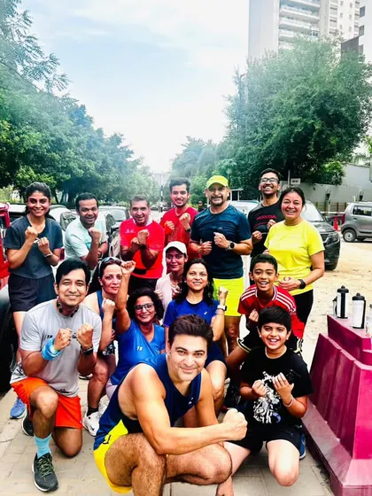The whole tribe, including our youngest warriors, ready to take on the day. Fitness is a family affair at GRR.