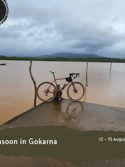 Our 'Monsoon in Gokarna' tour is a 4-day adventure through the lush coastal landscape. This image captures the beauty of the backwaters during the rainy season.