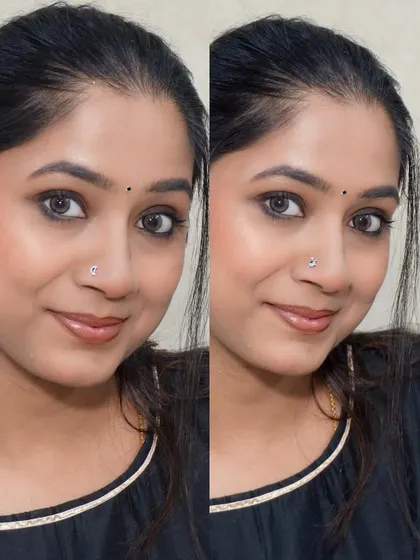 Another option for a delicate silver nose pin that looks beautiful with this makeup.