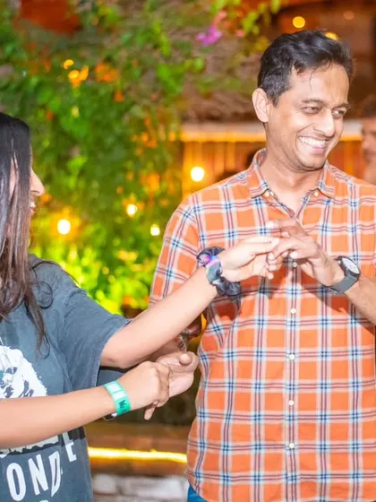 A fun interaction between partners. The laughter and smiles are what make our community so vibrant.