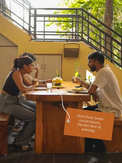 Good food, better conversations. We provide beautiful settings, like this outdoor table, for your team to connect over a delicious meal.