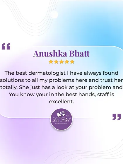 "The best dermatologist... you know you're in the best hands." This review is a powerful affirmation of the trust our patients place in us. We are committed to providing solutions for all your skin problems.