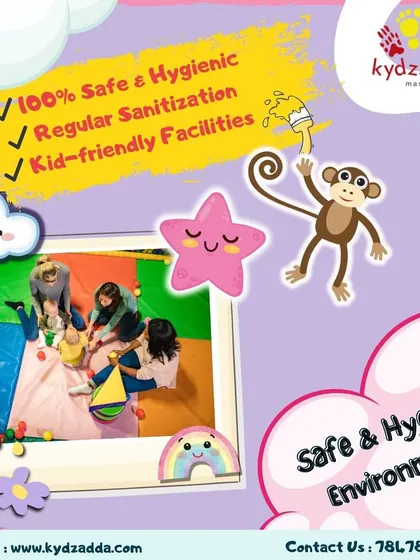 This graphic outlines my commitment to you: a 100% safe and hygienic environment. I ensure regular sanitization and provide kid-friendly facilities so you can relax while your children play.