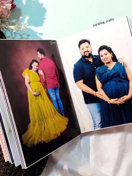 A full-spread photo layout in the maternity album.