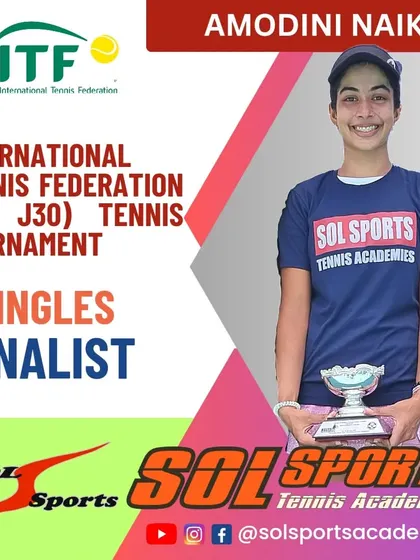 Hats off to Amodini Naik for her outstanding performance at the ITF J30 tournament in Bengaluru, securing the finalist trophy in girls' singles.