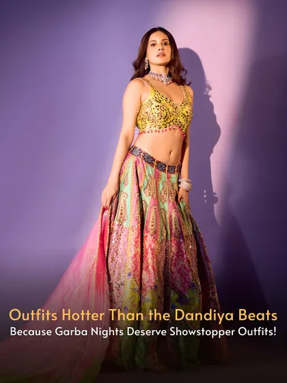 Outfits hotter than the dandiya beats! This vibrant lehenga is a showstopper for any Garba night.