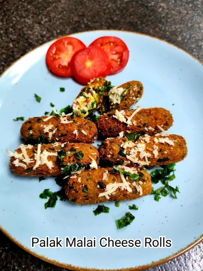 Rainy days call for Palak Malai Cheese Rolls at Garden Court. They are perfectly cozy and delicious.