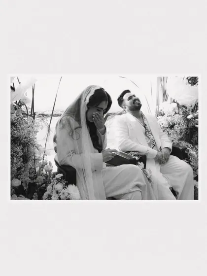 A black and white photo capturing a wave of emotion during the ceremony. These are the real, unscripted moments I look for. The ones that show the vulnerability and depth of feeling on a wedding day.