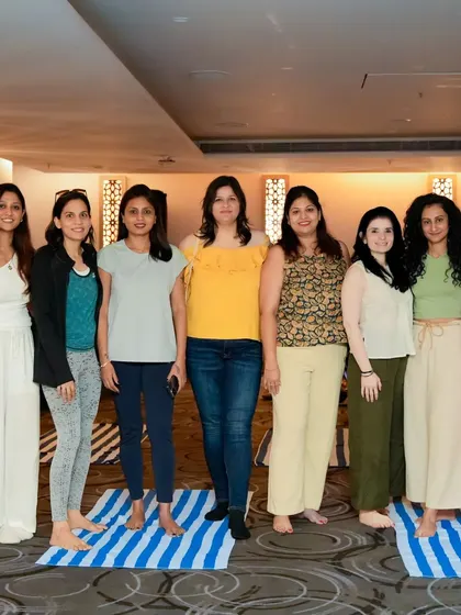 A group of participants standing together after a rejuvenating session. My goal is to leave everyone feeling more centered, connected, and refreshed than when they arrived.