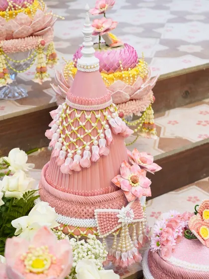 Another example of the intricate, handcrafted decor elements that adorned the wedding ceremony in Vietnam.