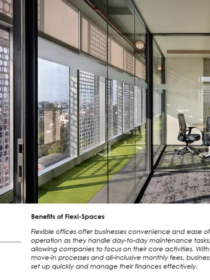 An excerpt on the benefits of flexi-spaces, highlighting the convenience and ease of operation they offer to businesses in the gig economy.