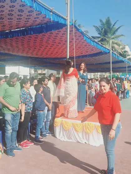 On stage during the school's sports meet ceremony. Returning as a Chief Guest was a deeply emotional and rewarding experience.