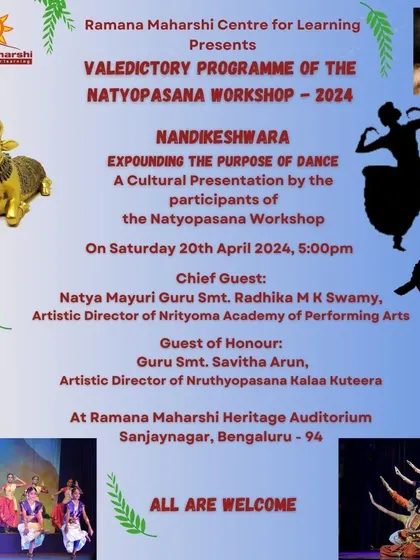 The valedictory performance of our Natyopsana workshop, titled 'Nandikeshwara'. This cultural presentation by the participants explores the very purpose of dance, showcasing the skills and understanding they gained during the workshop.