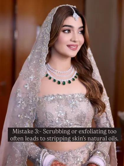 Mistake 3: Over-scrubbing or exfoliating your skin. This strips natural oils and leads to dryness and flakiness, which makes makeup look cakey.