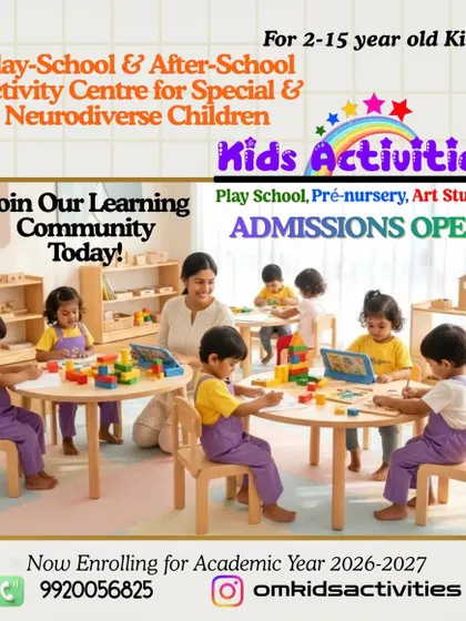 I created this space to be a learning community where every child, including those who are neurodiverse, feels they belong. This image captures the heart of our play school program, showing children happily engaged in group activities, learning at their own pace with gentle guidance. Admissions are now open for our next academic year.