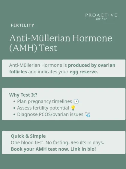 The Anti-Müllerian Hormone (AMH) test is a simple blood test that indicates your ovarian reserve, or egg count. It's a game-changer for planning pregnancy timelines, assessing fertility potential, and helping diagnose issues like PCOS.