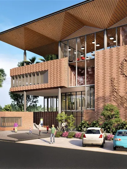 Our winning competition entry for the Nirbhaya Centre, showcasing the initial vision for a building designed by women, for women.