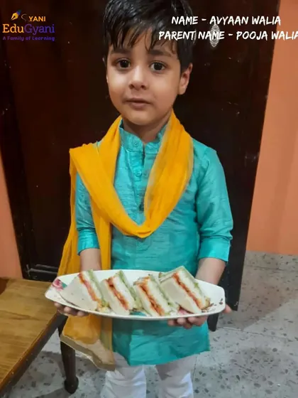 Avyaan Walia with his tricolor sandwich creation for our event. I believe in encouraging creativity in all its forms, even in the kitchen.