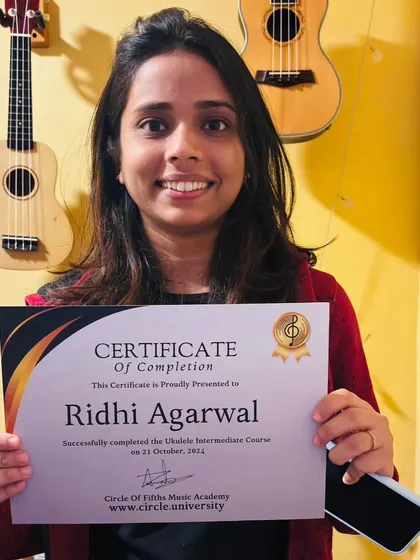 Ridhi's ukulele journey has hit a high note! Congratulations on completing the Intermediate Course with us.