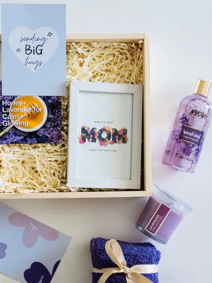Another version of the pamper hamper for Mom, showing the thoughtful curation of items designed for her relaxation and enjoyment.