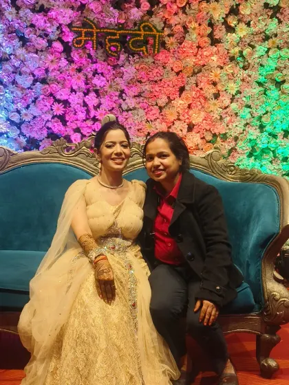 Posing with another happy bride at her mehandi ceremony. Seeing my clients happy is the best reward for my hard work.