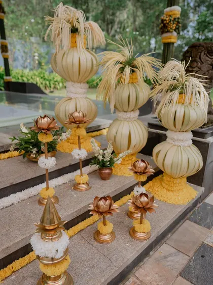 Intricate and traditional decor elements that add a touch of elegance to the wedding venue. We capture the details that make your celebration unique.