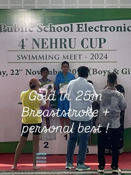 Another fantastic result for Ishaan, winning gold in the 25m Breaststroke and achieving a personal best time. The hard work in training pays off!