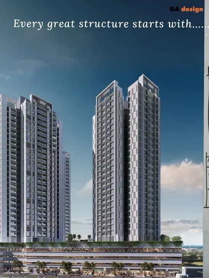 Every great structure starts with an idea. This image pairs an early concept sketch with a final 3D rendering, showing the evolution of our design for a modern high rise complex.