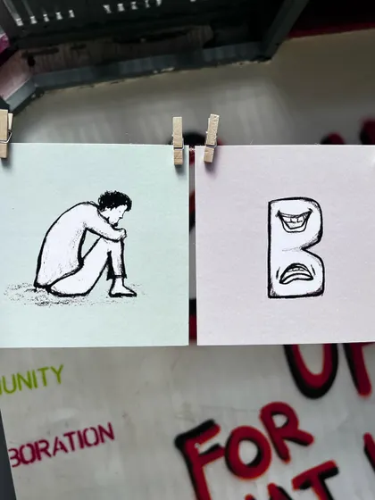 The 'Mental Health Alphabet' is a series I started during the pandemic to spark conversations around mental wellbeing. Each letter illustrates a condition or feeling related to mental health. Displaying them on a clothesline alludes to the idea that these states are not permanent parts of our identity.