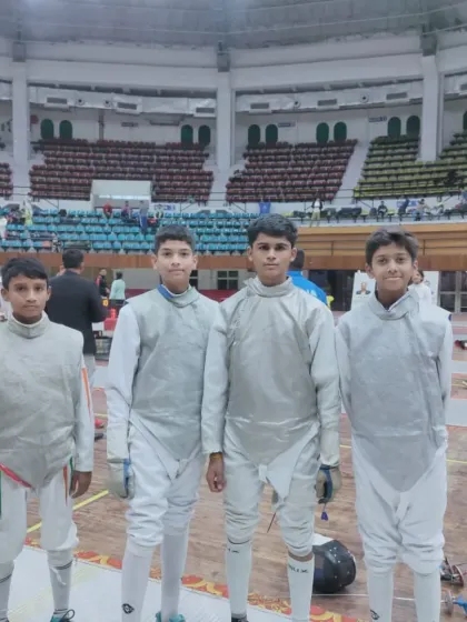 Our Sub-junior fencers ready for competition at the National Fencing Championship in Cuttack, Orissa. This photo shows the focus and readiness of our young athletes before a major tournament.