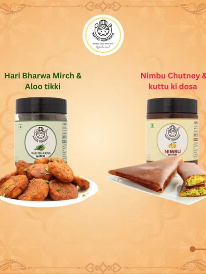 Here are more delicious pairings for your Navratri meals. Try Hari Bharwa Mirch with Aloo Tikki or Nimbu Chutney with Kuttu ki Dosa.