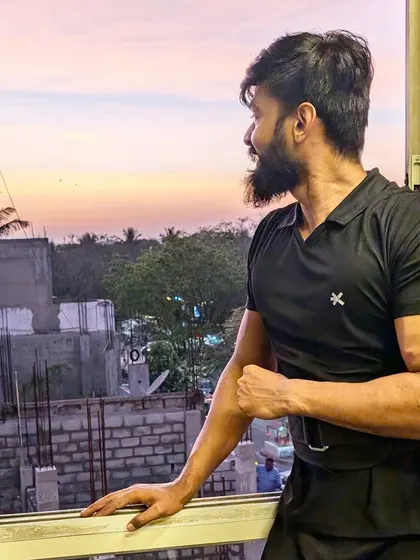 Looking towards the future, with the strength I've built. A relaxed but powerful arm pose.