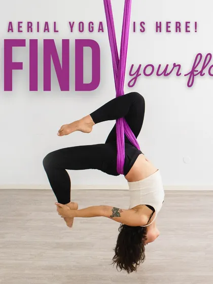 Welcome to your mat, where you can find your flow and defy gravity. This is our Aerial Yoga practice, a beautiful way to build strength, increase flexibility, and experience the freedom of supported inversions. It’s a practice that truly lifts your spirit.